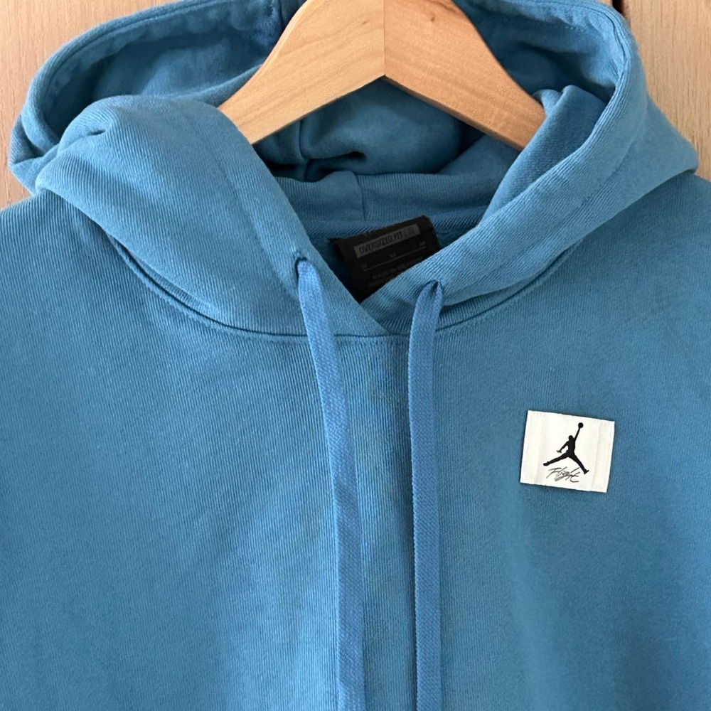 Jordan Flight Oversize Heavyweight Blue Fleece Hoodie Women's M Kangaroo Pocket - Picture 5 of 10
